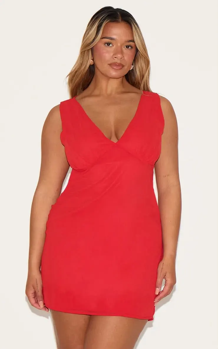 Red Chiffon Mini Dress