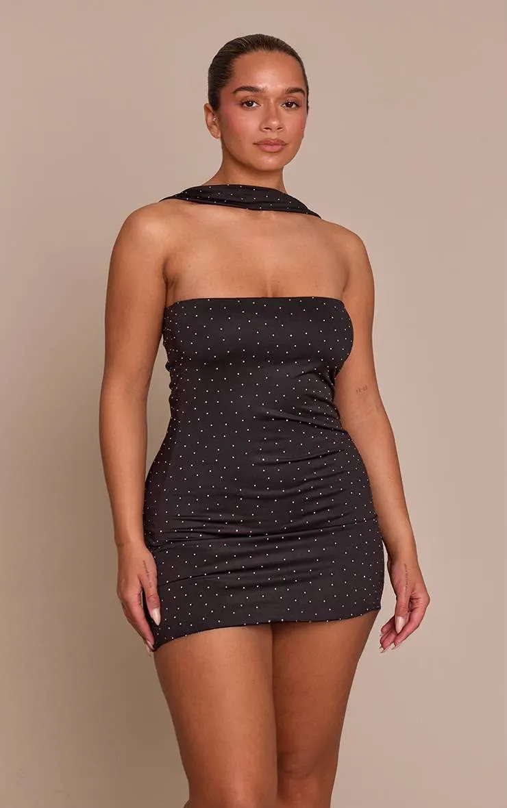 Shape Slinky Studded Scalf Detail Mini Dress