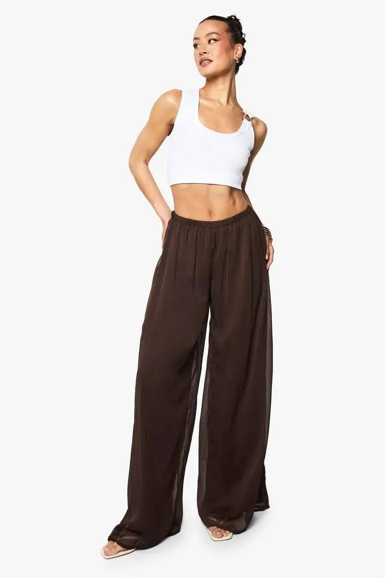 Tall Crinkle Chiffon Palazzo Trousers
