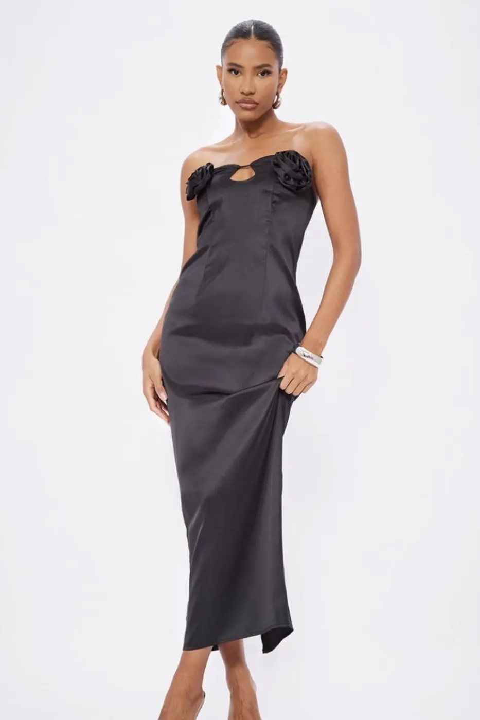 Satin Dress Black (L) ; Satin Creme Dress (S)